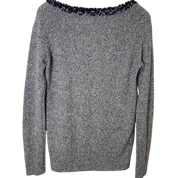 J.Crew Sweater Women's Size Small Vintage 100% Lambs Wool Sequin Gray Pullover - Picture 3 of 7